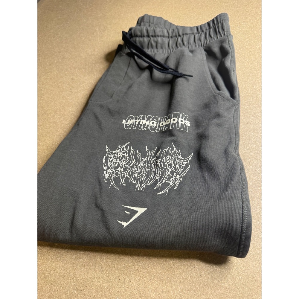 Gymshark Lifting Goods Persistence Joggers Gray Graphic Ankle Zip Pants Mens L